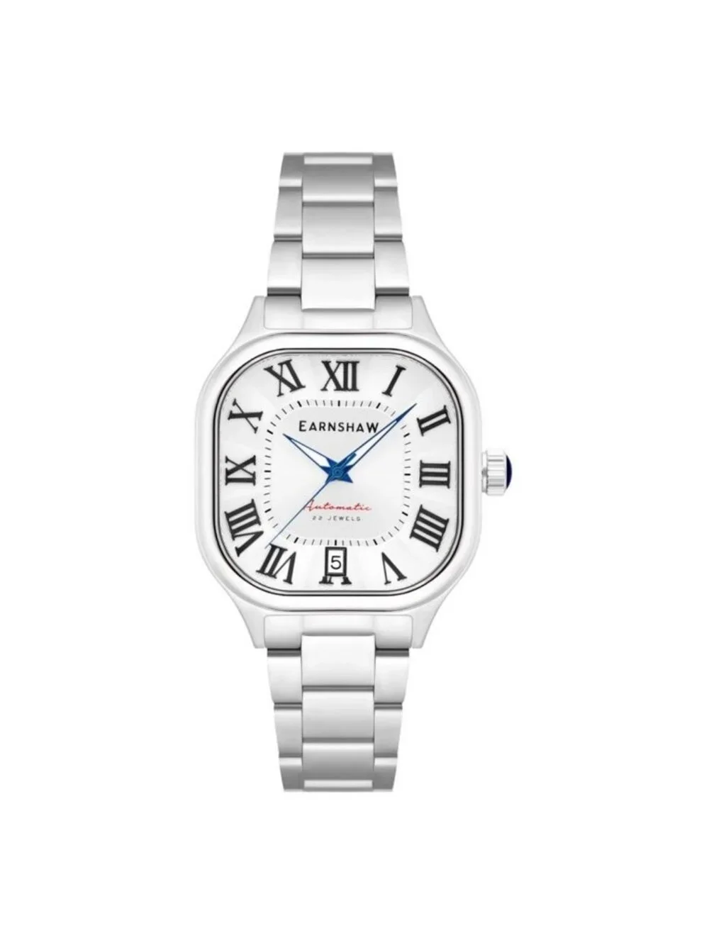 NWT Thomas Earnshaw Coussin Silver-tone Dial Men's Watch